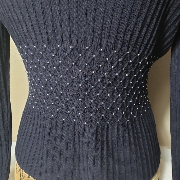 Vintage A.S.A.P Wool Beaded Ribbed Turtleneck Sweater-Size L - Picture 4 of 5